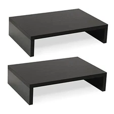  Wood Monitor Stand Riser-2 Pack, 2 Tier Adjustable Monitor Stand 2 Packs Black