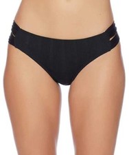 Athena Women's Laurel Tab-Side Lined Bikini Bottoms, Black, 8