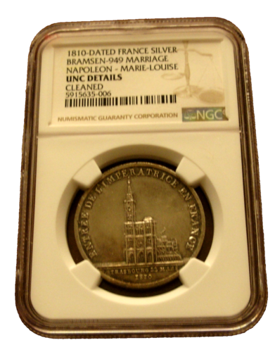 France 1810 Silver Medal NGC UNC Details Marriage Napoleon - Marie-Louise - Afbeelding 1 van 2
