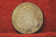 Spain, 1878(78)DE-M, 5 Pesetas, KM676, EF, scratches, small,   5-21*
