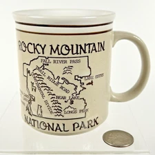 Vintage Rocky Mountain National Park Colorado Etched Map And Story Coffee Mug