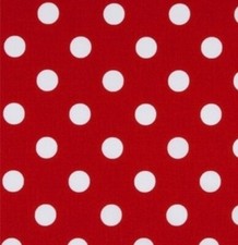 Large Polka Dots on Red Cotton Fabric, Quarter Dots, BTHY