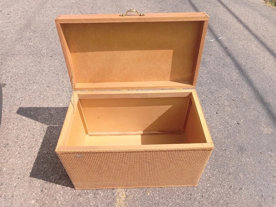 Manta de almacenamiento de mimbre tejida REDMON vintage MCM 1960 baúl cofre Foto 4 de 4