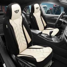 2x Sitzbezüge passend für Hyundai Santa Fe TM (Schwarz-Beige) HERM207