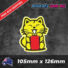 Lucky Cat Red Envelope Sticker Funny Laptop Car Window Bumper 4x4 ute JDM Decal