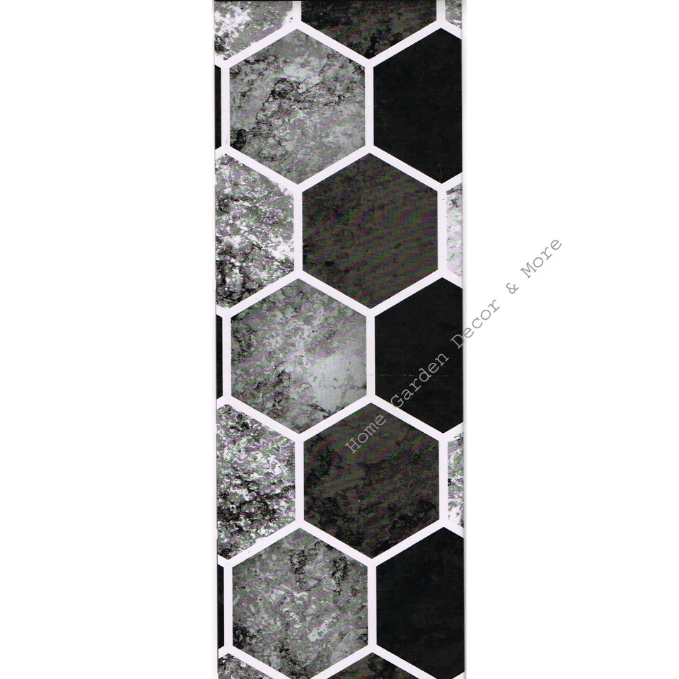 Calcomanía de arte de pared con salpicadero de aluminio de mármol blanco negro 17,7" x 29,5" palo peeling Foto 2 de 2