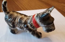 Vintage black and white Terrier Dog Figurine Porcelain Madein Japan