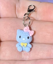 Blue Hello Kitty Charm Zipper Pull  Keychain Add On Clip 