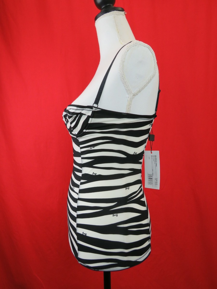 DOLCE & GABBANA ハウントトゥスミティスカト F4CWUTFQ3F1 S8100 DOLCE & GABBANA M51397 BLACK WHITE ZEBRA LOGO BRA STRETCH