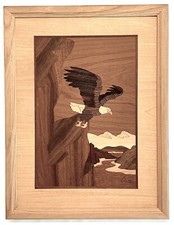 EAGLE Hudson River Inlay Wood Marquetry Nelson VTG Wall Decor Nature Wildlife