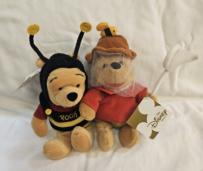 Disney Store Bean Bag Plush Bumble Bee & Bee Keeper Honey Winnie the Pooh 8''