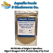 50/50 Mix of Spirulina, Algae and Rangen's Soft Moist 55 Protein Baby Fry Food