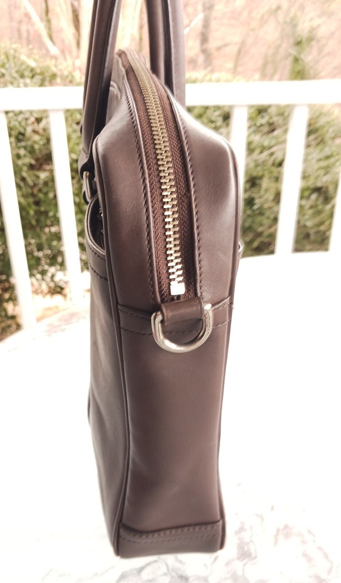 COACH レザーボストンバッグ Coach F71066 Lexington Chocolate Brown Leather Turnlock Briefcase