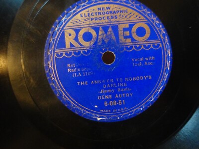 Gene Autry & Jimmy Long ''Answer to Red River Valley'' ROMEO 6-08-51 country 78