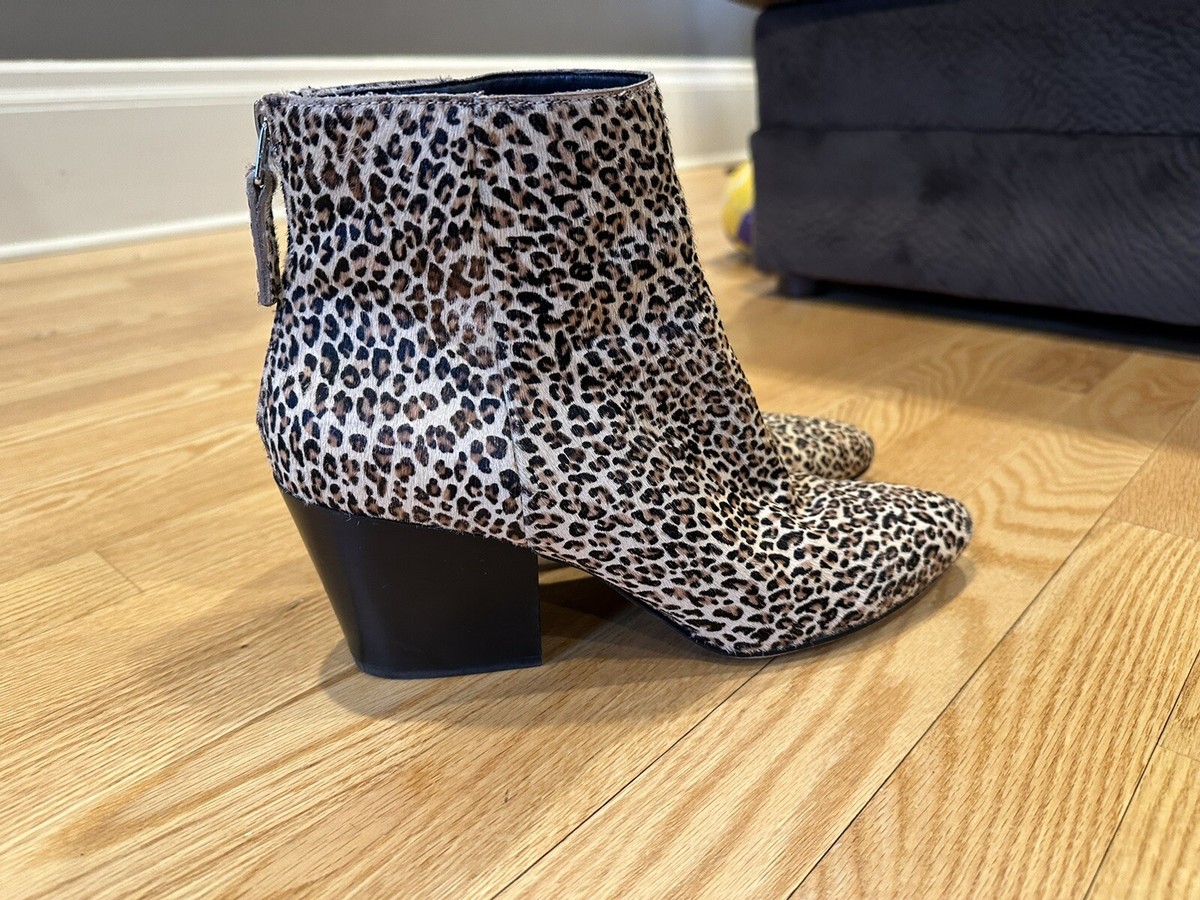 Dolce Vita Ankle Booties Size 10 Brown Black Leopard Calf Hair Block Heel  Zip