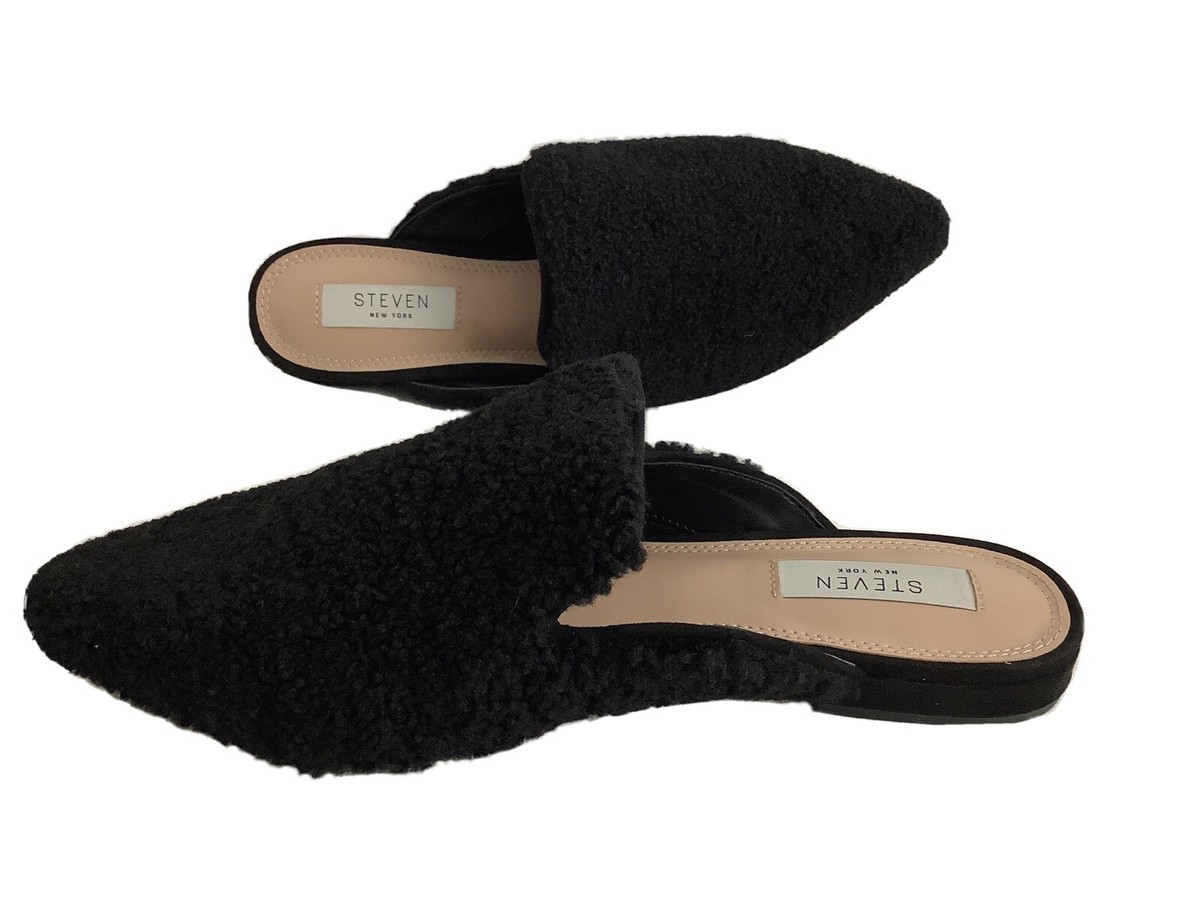 【PORTERNA】Stew Poin Mule STEVEN New York VERNA slip on pointed toe mule black faux