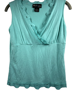 Style&Co Women's Y2K Lace Trim Babydoll Top Size Small Sleeveless Fairy Stretch