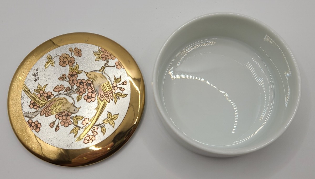 Vintage Chokin Jewelry Trinket Box Porcelain 24K Gold Trim Made In