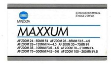 Minolta Maxxum instruction manual on 8 AF zoom lenses 1984