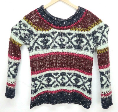 Women S Free People Bulky Knit Sweater Wool Pullover Cotton