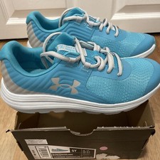 Under Armour UA Youth Boys Girls GGS Outhustle Print Blue Aqua Sneakers 5Y 55
