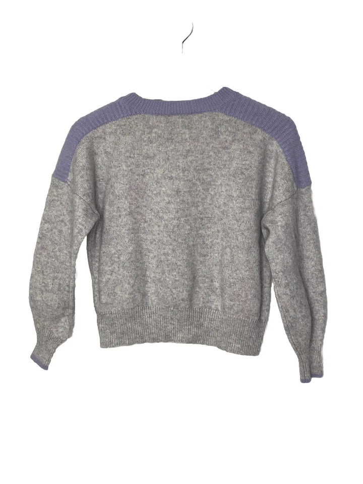 Spendid Mujer 100% Cachemira Suéter Pullover Colorblock Gris Morado Pequeño Foto 2 de 4