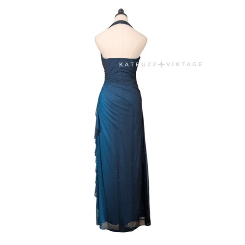 Vintage Nites Prom Dress Maxi Gown 9 10 Blue Green Ombre Fairy Glam Y2K Ruffle - Picture 3 of 10