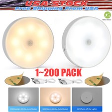 LED Motion Sensor Under Cabinet Closet Light USB Rechargeable Kitchen Lamp