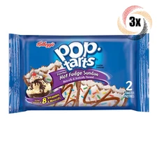 3x Packs Kellogg's Pop Tarts Frosted Hot Fudge Sundae Toaster Pastries | 3.38oz