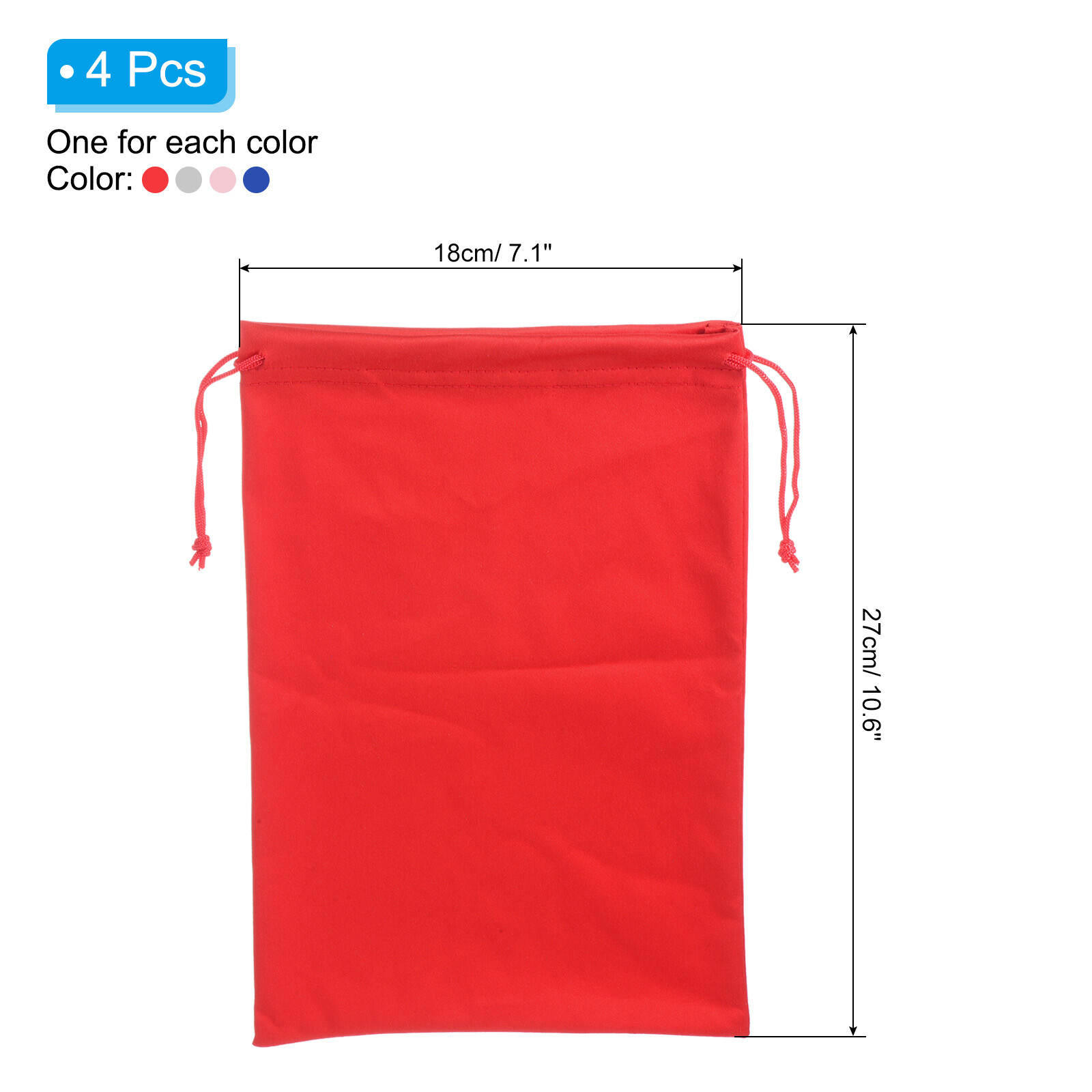 Ski Goggle Bag, 4 Pack Snow Goggles Case Drawstring Pouch Blue Gray Red