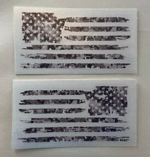 Set Of 2 Digital Camo Distressed Tattered Usa American Flag Decal Stickers