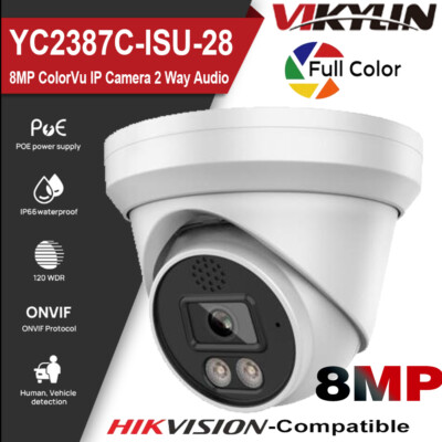 Hikvision Compatible ColorVu  8MP IP Camera Full Color Turret Camera 2 Way Audio