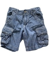 Baby GAP Denim Chambray Cargo Shorts Size 4 Years Adjustable Waist EUC