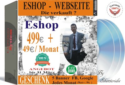 Eshop Website erstellen Aufbau Pages 499E+Gratis FBPage &GoogleMaps (Infos)
