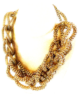 Bojo Statement Runway Brush Gold Braided Chain Necklace 14''-16''