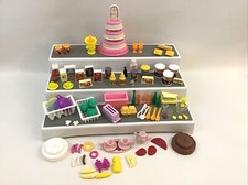 Barbie Kitchen Food Accessories Lot Plates Utensils Cake Doll Pieces Mattel Mini