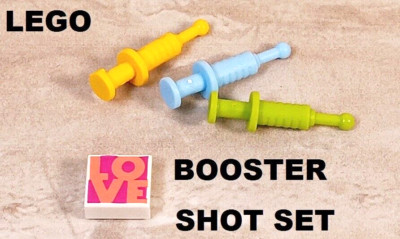 LEGO LOVE Booster Shot Kit Set Lot of 3 Needles Unique Colors Printed ''Band aid''