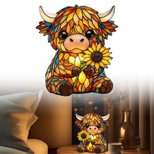LED 3D Night Lamps Multi-Purpose Sunflower Highland Cow Table Lamp Decor