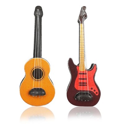 1:12 Mini Guitar Bass Model Wooden Musical Instrument Display Ornament 2 Pack