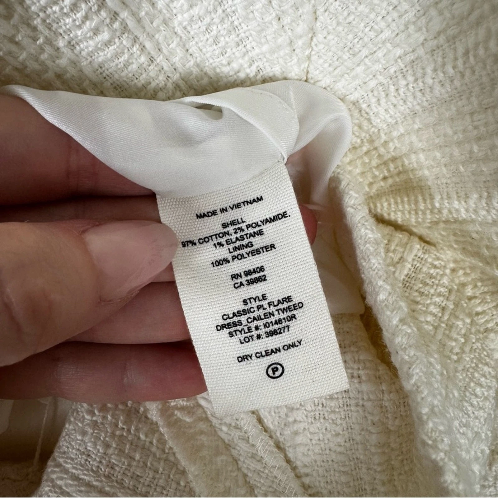 OFF WHITE Abito classico svasato Theory Off White Cailen tweed misto cotone taglia 8