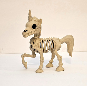 Small Plastic Unicorn Halloween Skeleton Prop Decoration Toy ~ 7"H
