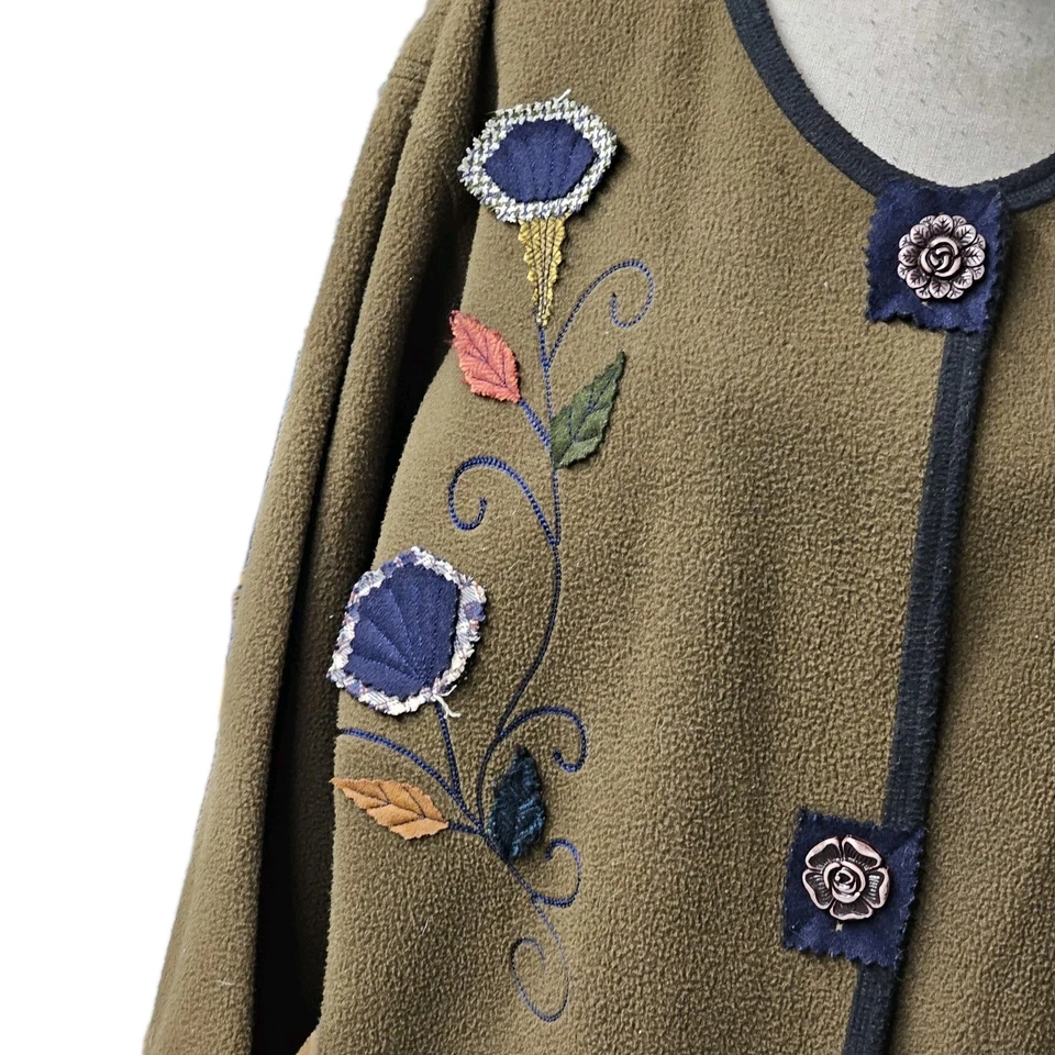 Cárdigan Chaqueta Bordada Floral Onque Informal De Colección Talla XL Flores Botones Otoño  Foto 2 de 4