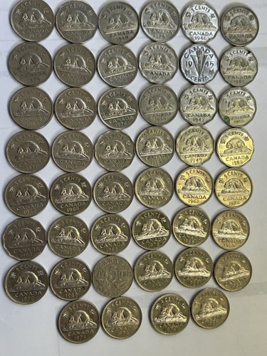 Lot Of 46 Canadian '5 Cents' 1931-1980 Nickel State Find Gems Coins Look | - Picture 11 of 17
