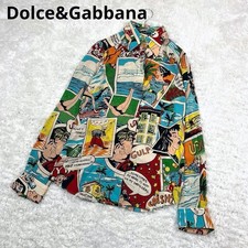 Dolce & Gabbana Comic Print Silk Long Sleeve Shirt Blouse Size 44