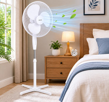 16 Inch, Lightweight, Pedestal Fan, 3 Speeds, Wide-Angled,Adjustable Height