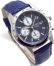 SEIKO Chronograph Watch Genuine Leather Belt Set SND365P1-BL Parallel Import 