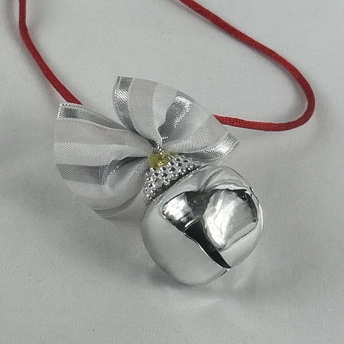 VETEMENTS Collana ciondolo campanella slitta argento corda rossa 32 pollici Natale fa rumore