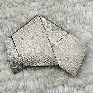 Sterling Silver Brooch Origami Folded Metal Signed Ken Loeber 2.25"