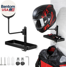 Soporte para Casco Montaje en Pared con Estante, Rotación 180° Casco Soporte de Almacenamiento para Motor
