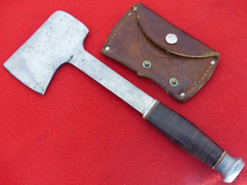 Kinfolks leather knife axe hatchet W/sheath USA set vintage 1924-1950